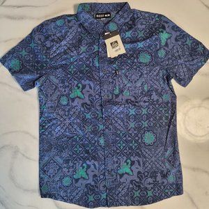 Reef Mens Emerson Button Up Shirt Bijou Blue M